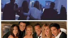 Combo de una imagen del tráiler de la reunión de 'Friends' y otra de archivo de la famosa serie