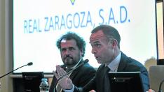 Christian Lapetra, presidente del Real Zaragoza, junto a Mariano Aured, director financiero
