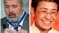 Los periodistas Dmitry Muratov y Maria Ressa.