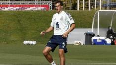 Francho, durante el entrenamiento con la selección de España sub-21 el pasado jueves.