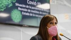 Rueda de prensa de la consejera de Sanidad, Sira Repollés, por la covid en Aragón. gsc