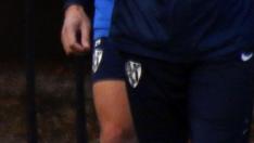 Pitta y Gaich, en el inicio del entrenamiento del lunes de la SD Huesca.