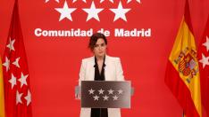 Isabel Díaz Ayuso durante la rueda de prensa que ofreció el pasado jueves