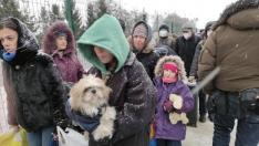 Refugiados en la frontera de Ucrania con Rumanía
