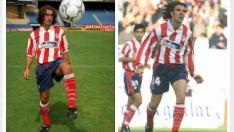 Dos momentos de Juan Carlos Carcedo como jugador del Atlético de Madrid, en la liga 1999-2000.