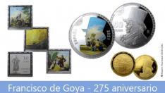 Monedas acuñadas con motivo del 275 aniversario del nacimiento de Goya.