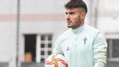 Gaizka Campos, en un entrenamiento con el Celta.