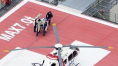A man who is believed to be former Japanese Prime Minister Shinzo Abe is carried on a stretcher as he arrives at a hospital in Kashihara