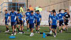 La plantilla del Real Zaragoza, en un entrenamiento.