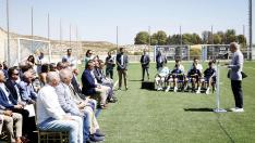 Jorge Mas, en su comparecencia a primera hora de la tarde de este viernes en la Ciudad Deportiva del Real Zaragoza.