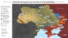 Mapa del avance de la guerra en Ucrania este lunes