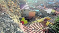 Estado de la vivienda tras un desprendimiento del cerro