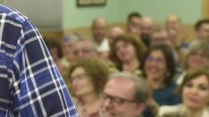 José Luis Soro y Joaquín Palacín, en la reunión del Comité Nazional de CHA que ha proclamado al primero de ellos como candidato a la presidencia de Aragón en 2023.
