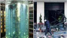Antes y después del acuario AquaDom en Berlín