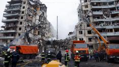 Edicifio bombardeado en Dnipro