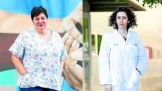 Ana María Latorre y Ana Pilar Sánchez, enfermeras que cambian su centro sanitario en Zaragoza.