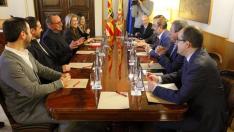 Reunión entre los responsables de la empresa Scanmetals y representantes del Gobierno de Aragón, encabezados por el el presidente del Gobierno de Aragón, Javier Lambán.