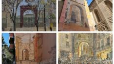 Algunos de los murales y grabados que recuerdan los accesos a la ciudad.