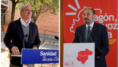 Jorge Azcón y Javier Lambán, en la campaña electoral.
