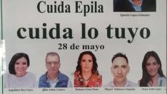 Cartel de Vox en Épila, en la que figuraba por error Mariló Montero (quinta desde arriba)