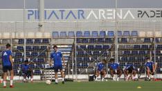 La plantilla del Real Zaragoza, en el Pinatar Arena hace dos veranos.