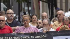 Minuto de silencio por la elevada siniestralidad laboral organizado por UGT en su sede este martes 12 de septiembre.