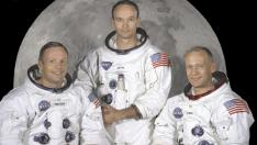 Los austronautas protagonistas Neil Armstrong, Michael Collins y Buzz Aldirn