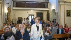 Cecilia Giménez ayer, en la iglesia del santuario, adonde acudió a celebrar los dos años de la publicación de la noticia.