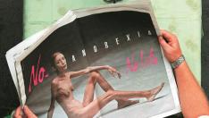 La modelo Isabelle Caro protagonizó en 2007 la controvertida campaña publicitaria Nolita ('No anorexia').
