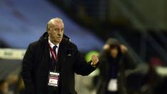 Del Bosque en el partido contra Alemania en Balaídos