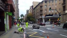 Obras en el carril bici de la avenida de Valencia.