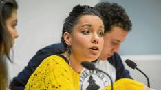 La secretaria general de Podemos Zaragoza, Maru Díaz, ayer en el Centro de Historias.