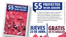 Portada del suplemento especial '55 proyectos desde Aragón'.