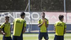 Willian José, durante un entrenamiento del Real Zaragoza