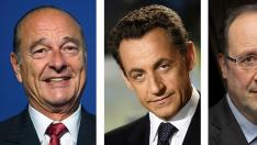 Jacques Chirac, Nicolas Sarkozy y Francois Hollande.