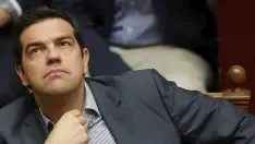 Tsipras, durante la sesión en el Parlamento griego