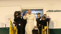 El Papa en el momento de abandonar Paraguay