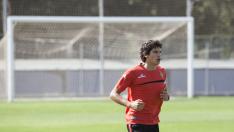 Vallejo, durante un entrenamiento del Real Zaragoza de este pretemporada