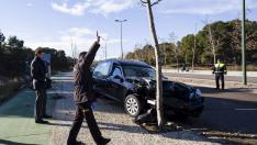 Un coche fúnebre arrolla 6 árboles en Puerto Venecia
