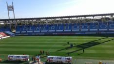 El estadio Juegos del Mediterráneo, poco antes de empezar el partido.