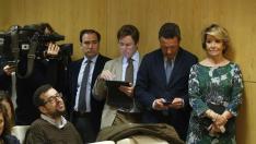 Los concejales del PP en el Ayuntamiento de Madrid durante la rueda de prensa que la alcaldesa.