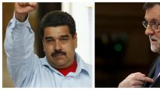 Combo de imágenes de Maduro y Rajoy.