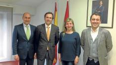 Alonso (Diputación), Ramírez (Junta), Santos (Asohtur) y Muñoz (Ayto. Soria) en la reunión celebrada ayer por la tarde en Valladolid
