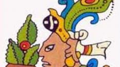 Representación del dios precolombino de la fauna y la flora silvestre Yum Kaax, portando una planta de maíz primitivo o teosinte