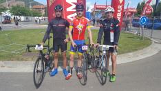 Roberto Otín, ganador de la Treparriscos, con Jorge Navascués y Andoni Landa, segundo y tercero.