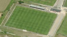 Vista aérea del campo principal de las instalaciones de Olarambe, propiedad del Aurrerá Vitoria, donde jugará el Real Zaragoza ante el Alavés el 6 de agosto.