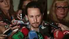 Pablo Iglesias a su llegada al Congreso.