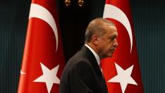 El presidente turco, Recep Tayyip Erdogan, durante su comparecencia