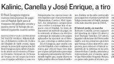 Información de Heraldo de Aragón del 22 de julio de 2009, durante la pretemporada del Real Zaragoza en Navaleno/San Leonardo de Yagüe (Soria), con Marcelino como entrenador y Gerhard Poschner, Antonio Prieto y Pedro Herrera en el área deportiva de la SAD.