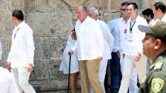 El rey Juan Carlos, en su visita a Cartagena con motivo de la firma del acuerdo de paz en Colombia.
